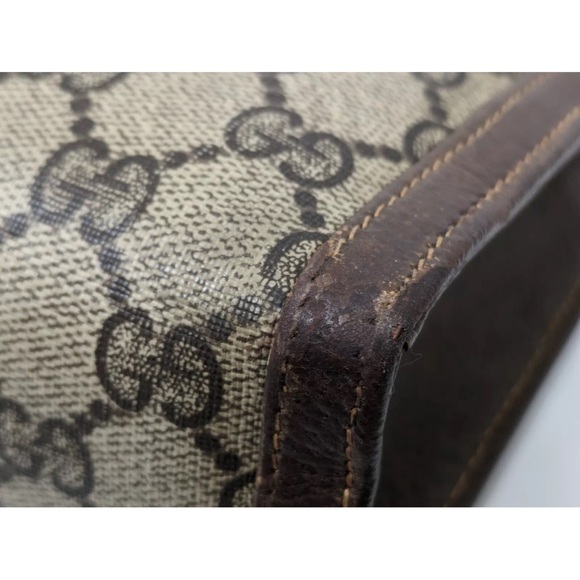 #4 Gucci Vintage Clutch Bag Brown GG PVC Supreme USED (NO CODE) COA INCLUDED - Picture 10 of 14
